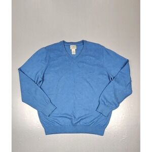 LL Bean Sweater Mens Large Vintage Blue V-Neck Casual‎ Longsleeve Golf Preppy